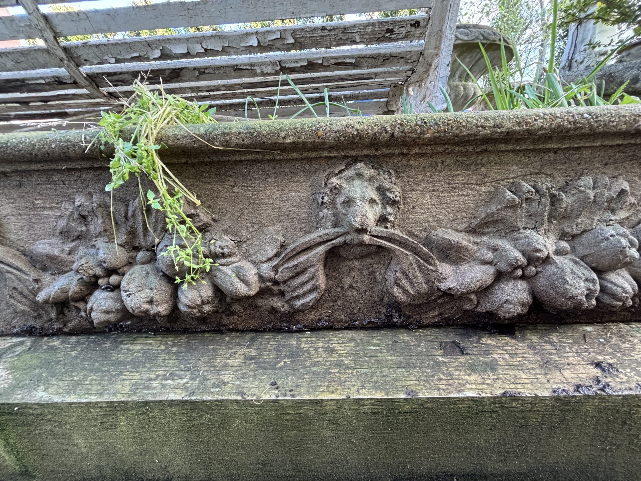 Pair of Stone Cast Troughs with Lion Heads - Image 7