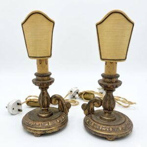 A pair of silvered Italian wood candle lamps. (RHP each)