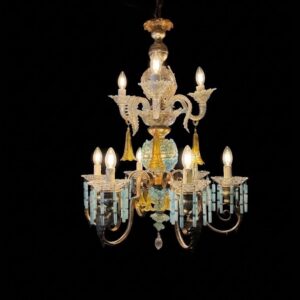 Bespoke Chandelier created using antique and vintage Murano crystal.