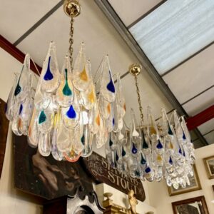 Two Murano glass lights with individually blow glass pendants by Murrino ( circa 1970-1980)