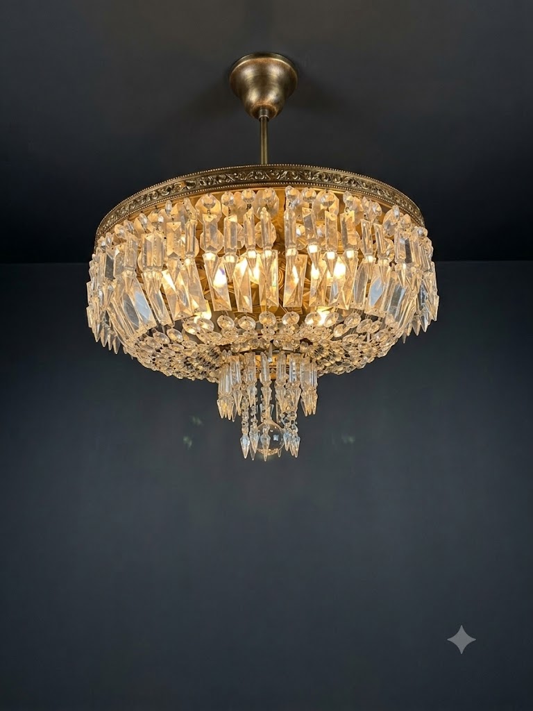 Ceiling light designed by Nino Rivoli, using Murano prism drops. - Image 7