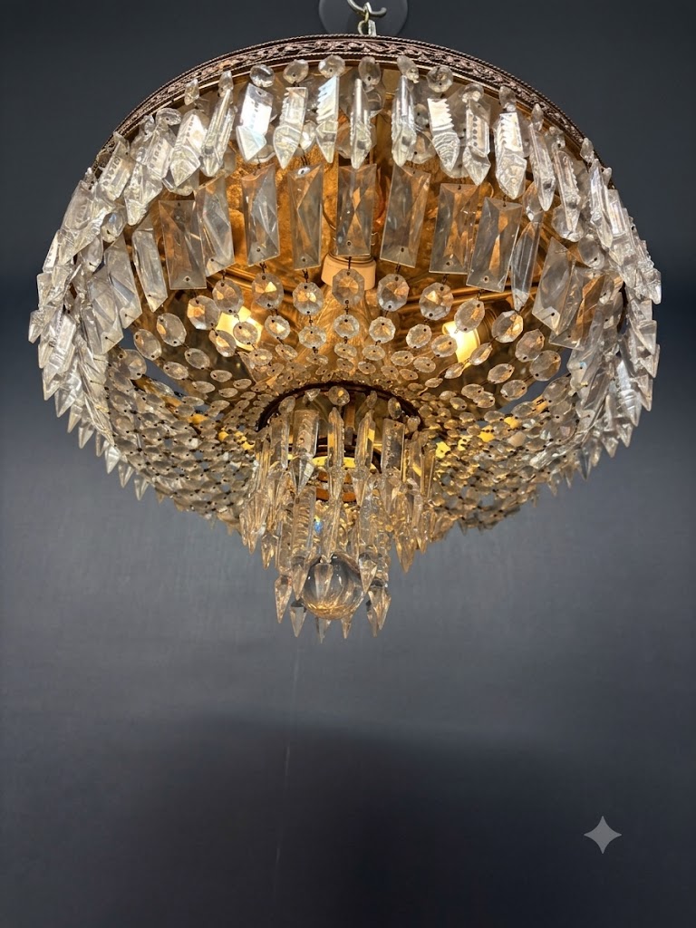 Ceiling light designed by Nino Rivoli, using Murano prism drops. - Image 8
