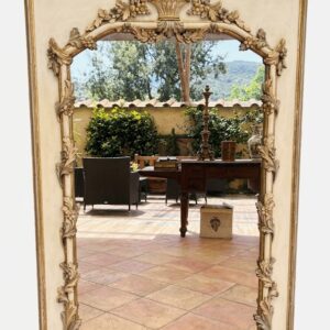 Italian 19th century Neoclassical parcel-gilt trumeau mirror.