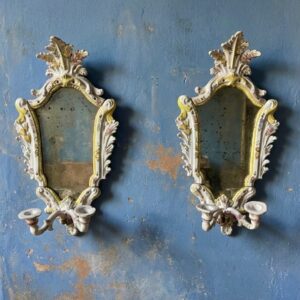 Pair of 18th century Venetian tin-glazed earthenware majolica girandoles. (BPPP)